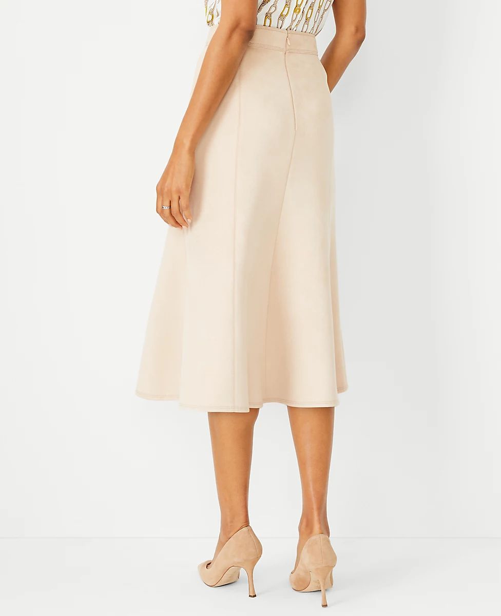 Faux Suede Seamed Flare Skirt | Ann Taylor (US)
