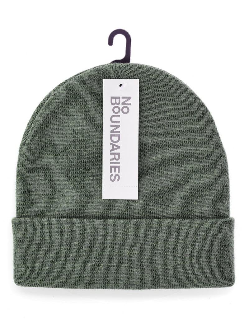 No Boundaries Women's Flat Knit Beanie, One Size, Darkest Olive | Walmart (US)