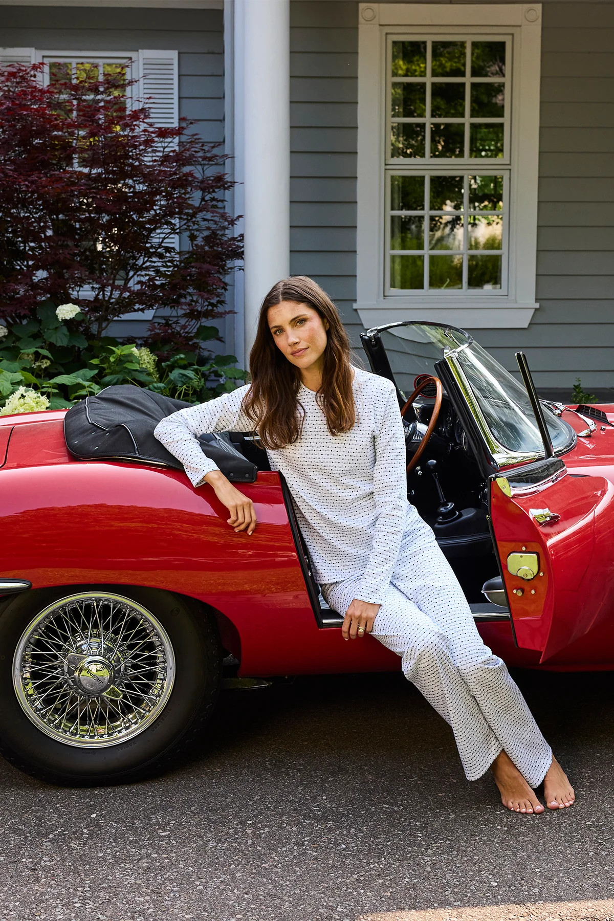 Pima Crew Long Sleeve Bundle in Classic Green Garland | Lake Pajamas