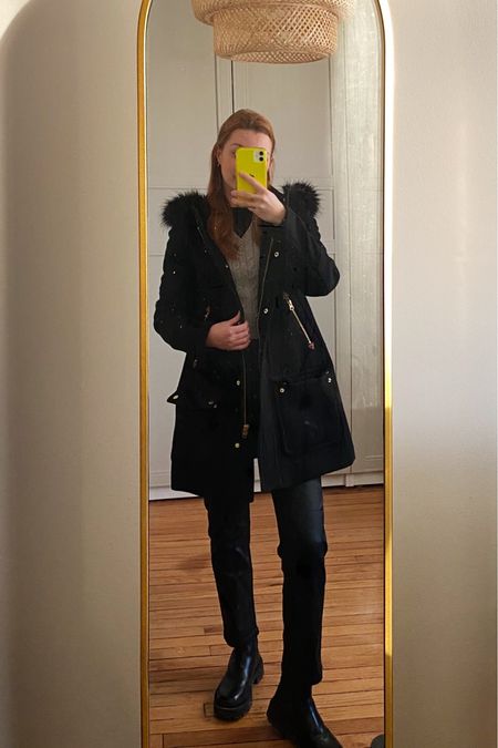 Today’s outfit for winter weather. Lug sole Chelsea boots. Leather pants resin. J.crew parka. Banana Republic turtleneck black sweater 

#LTKshoecrush #LTKSeasonal #LTKstyletip