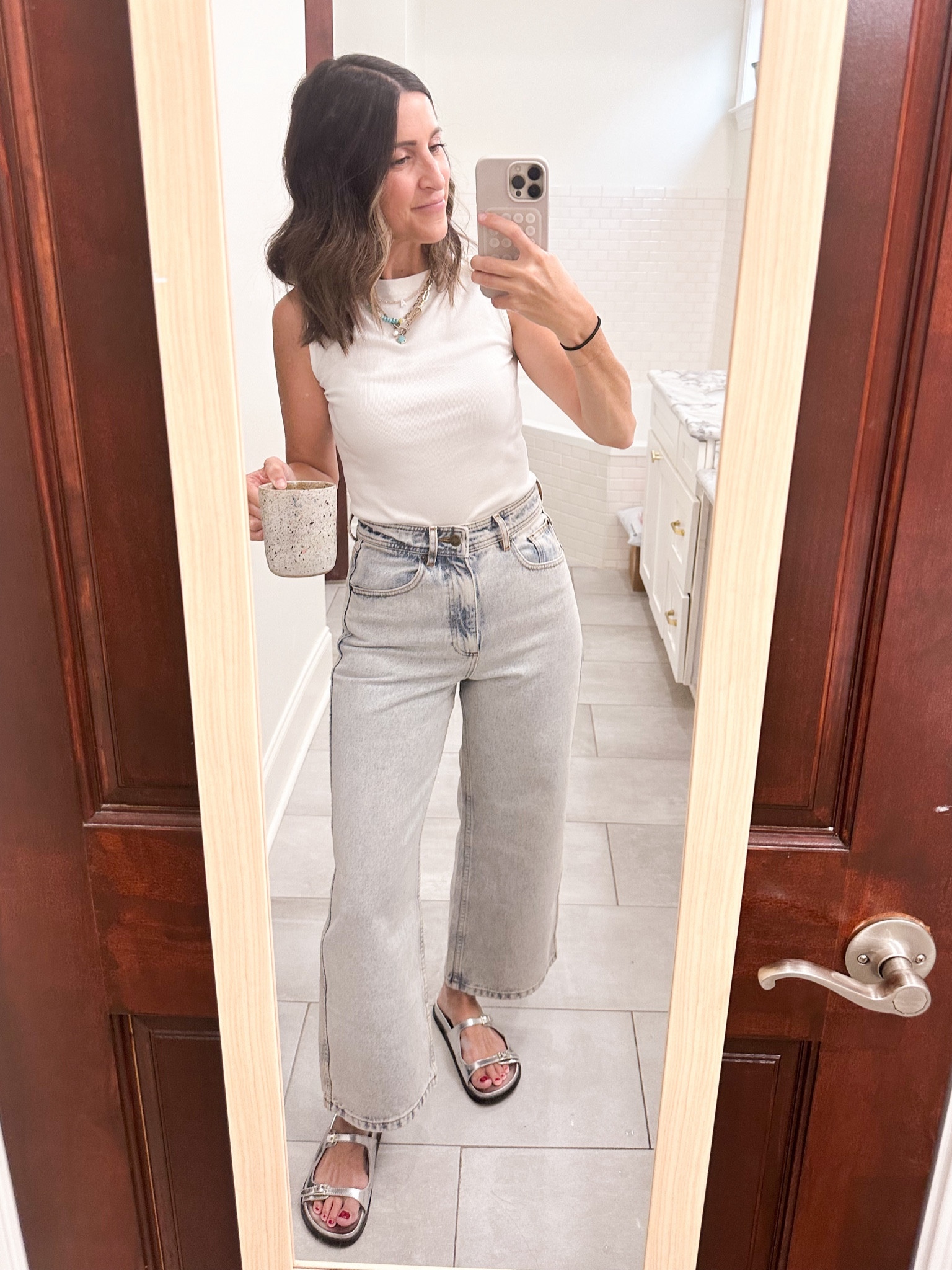 Obsessed with the Sezane Le Crop jeans! I’m 5’4” for reference. Fit TTS. 
I’m typically size 26, wearing size 36 (EU size)  

#LTKShoeCrush #LTKFindsUnder100