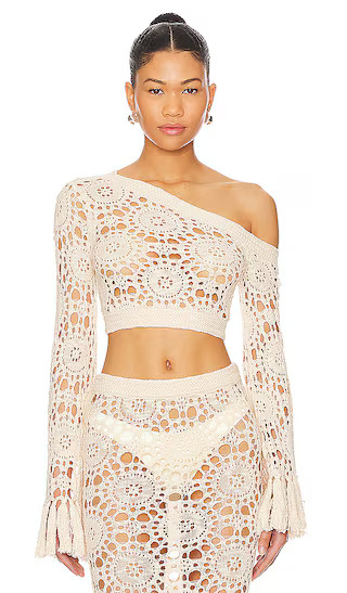 Luanne Cold Shoulder Top in Light Beige | Revolve Clothing (Global)