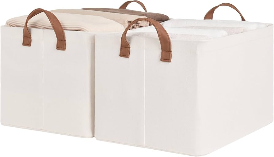 StorageWorks Storage Bins, Fabric Storage Bins for Shelves, Large Storage Baskets with Metal Fram... | Amazon (US)