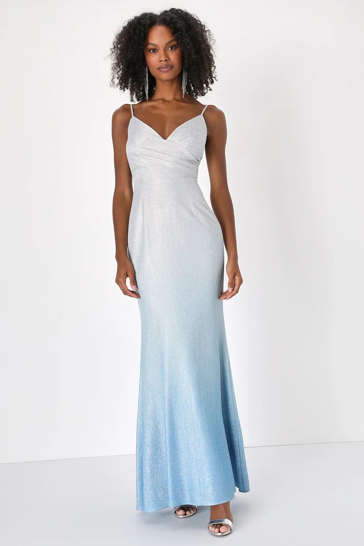 Dazzling Brilliance Silver and Blue Ombre Lurex Maxi Dress | Lulus (US)