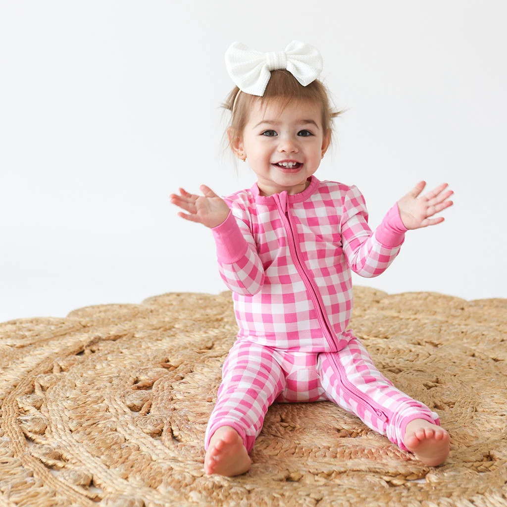 Vichy Check Pink Baby Convertible Sleeper | Summer Gingham | Posh Peanut