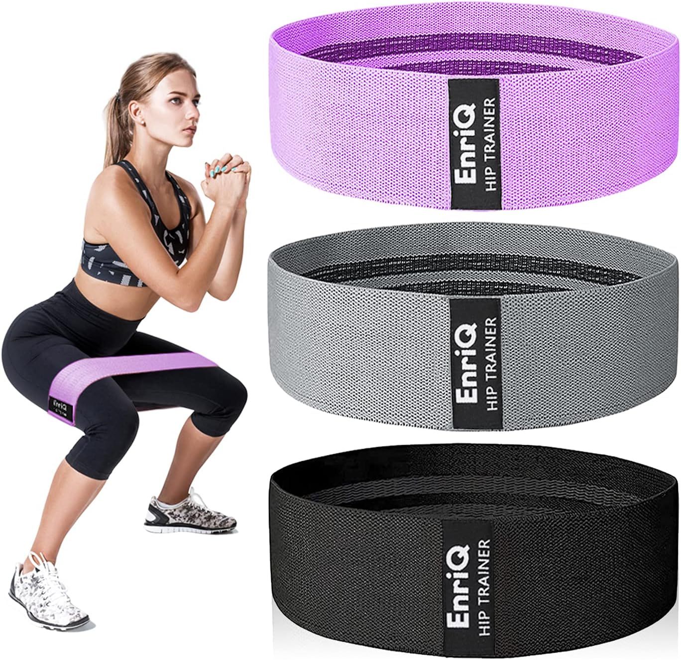 EnriQ Booty Bands Fabric Resistance Bands for Legs and Butt - Non Slip Cloth Hip Bands Elastic Wo... | Amazon (US)