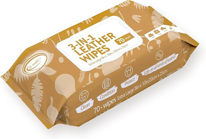 Air Jungles 3in1 Leather Cleaner Wipes 70 Count (Pack of 1), Extra Large 8" x 10" Size Leather Cl... | Amazon (US)