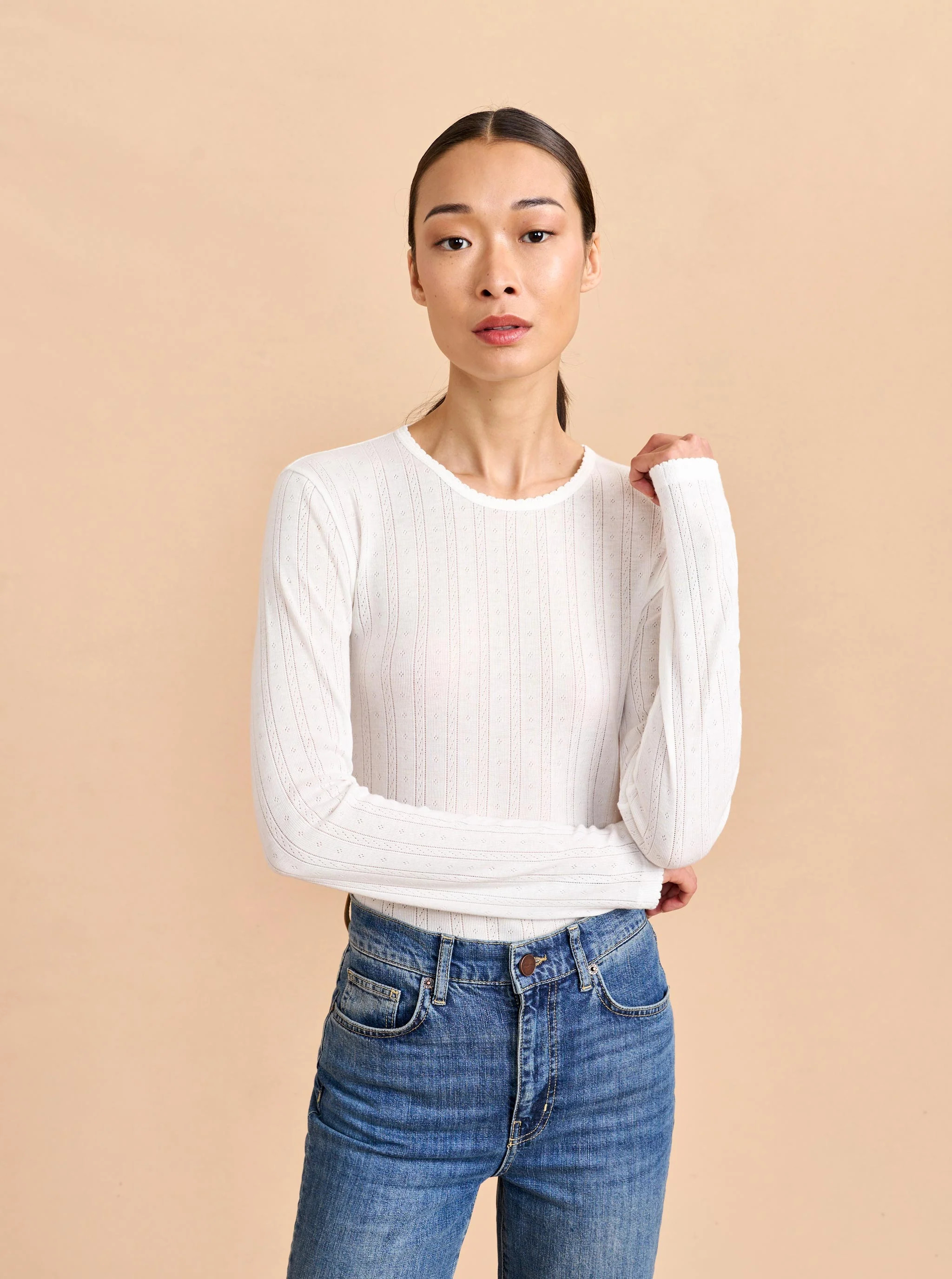 Pointelle Long Sleeve Tee | La Ligne NYC | La Ligne