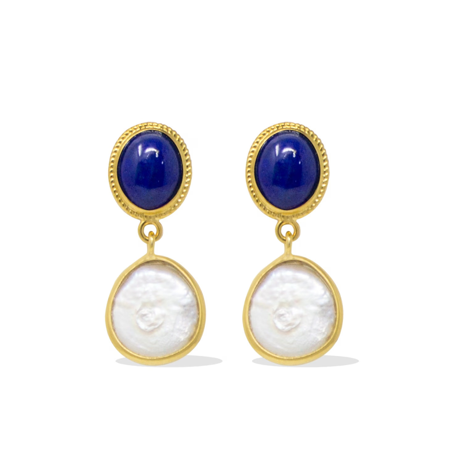 Roma Lapis And Pearl Earrings | Wolf & Badger
