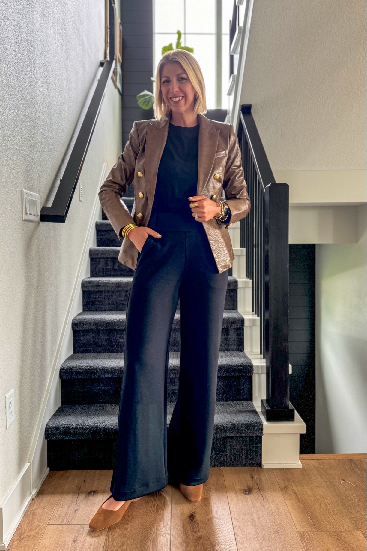 Wide leg, trouser pants for teachers or the office! These wide leg trousers feel like sweatpants, but look polished and pulled together. I am wearing my true size small small tall. Use my code: SARAHKELLYXSPANX for 10% off 

#LTKWorkwear #LTKOver40 #LTKBacktoSchool