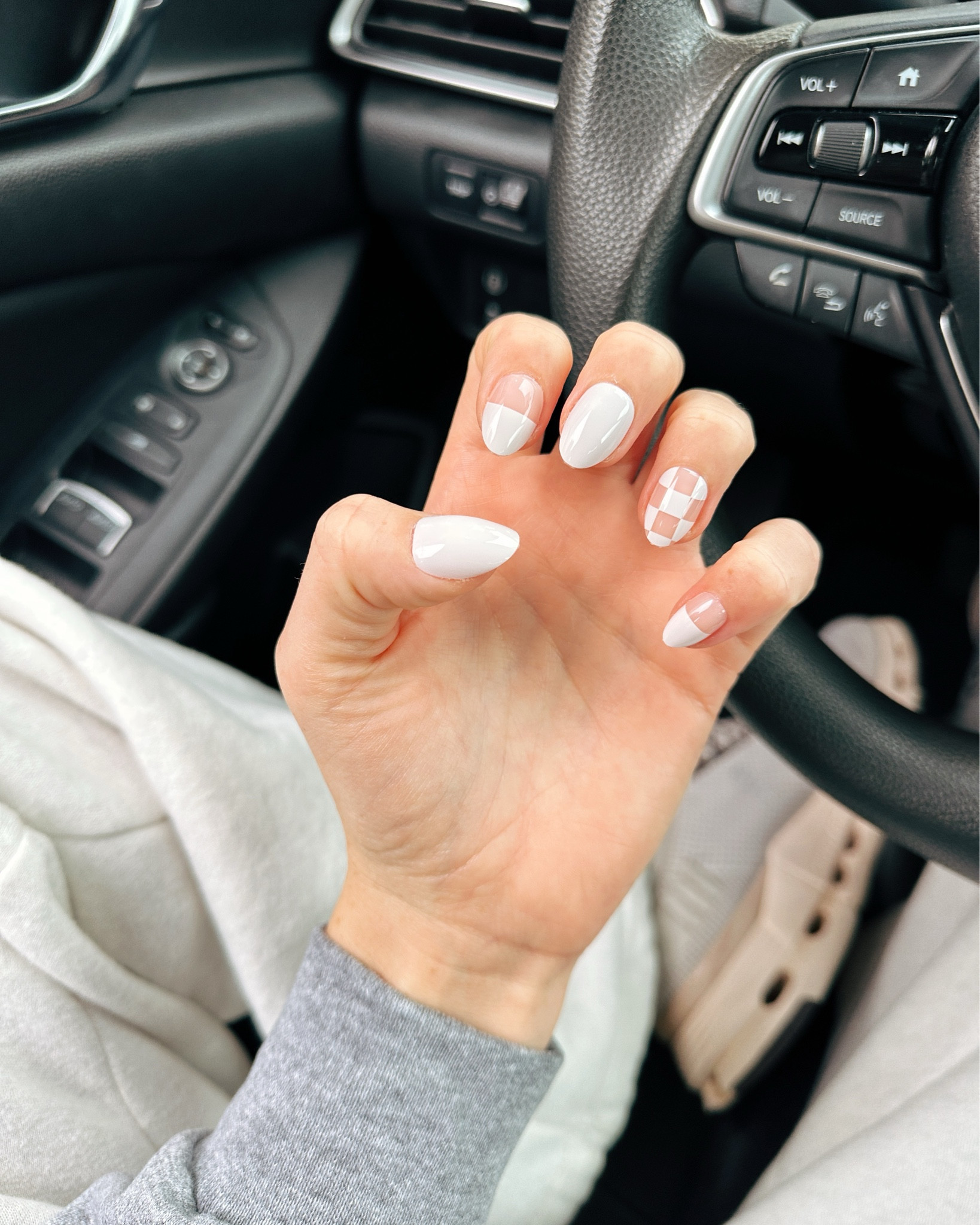 Obsessed with this season’s nail trends 🍂✨ Keeping it chic with a minimalist design featuring neutral tones and checker pattern. Perfect for fall vibes! 🍁 

#LTKBeauty #LTKU #LTKSeasonal
