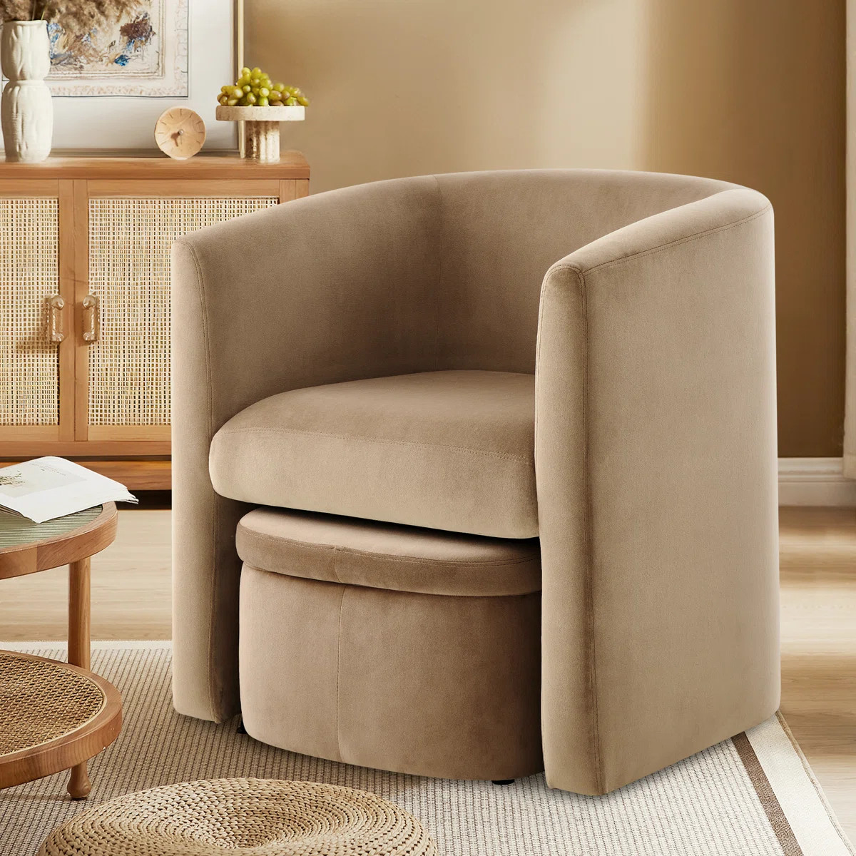 Wade Logan® Braedin Upholstered Accent Chair & Storable Ottoman, No Assembly Required & Reviews ... | Wayfair North America