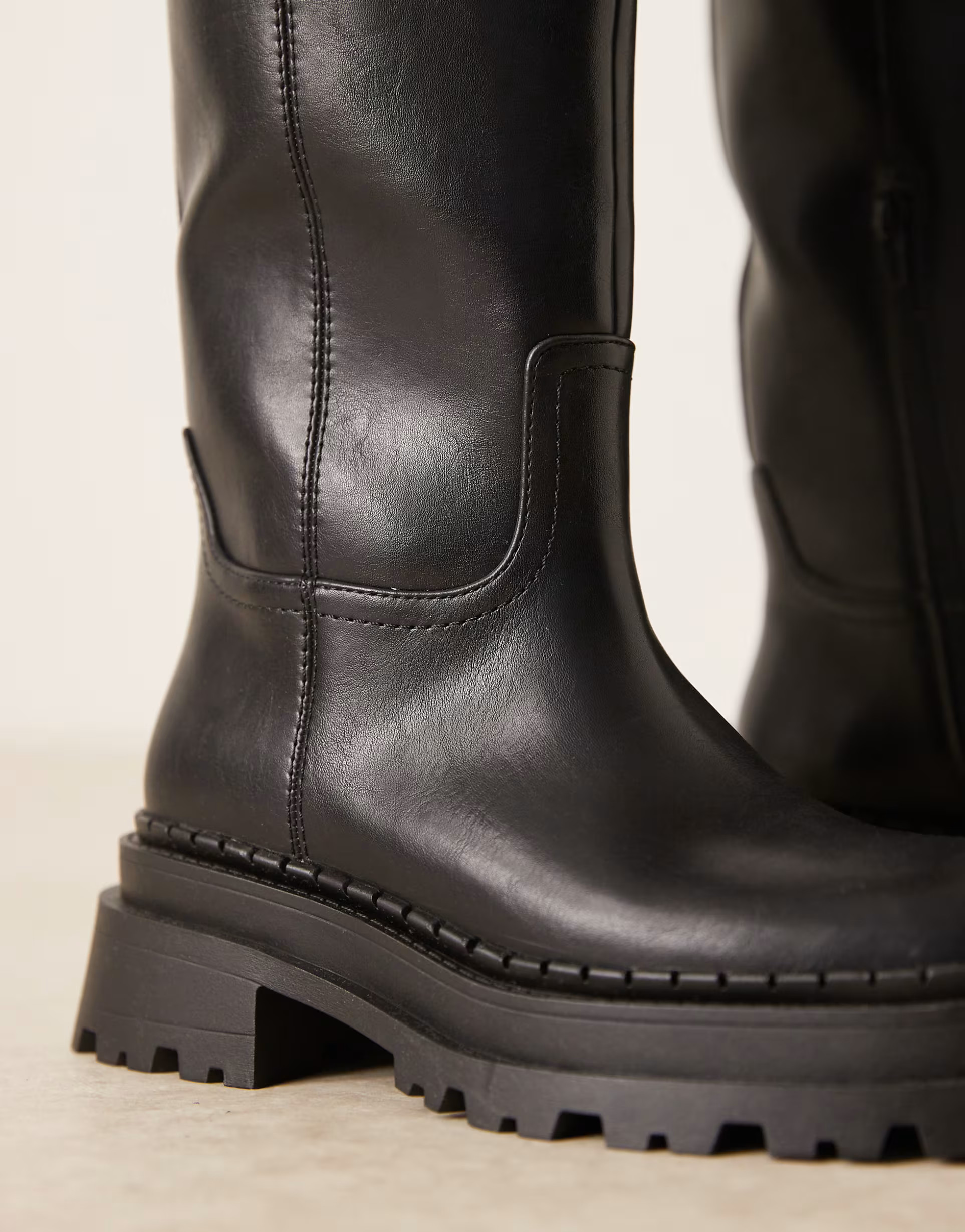 ASOS DESIGN Wide Fit Cecilia chunky flat knee boots in black | ASOS (Global)