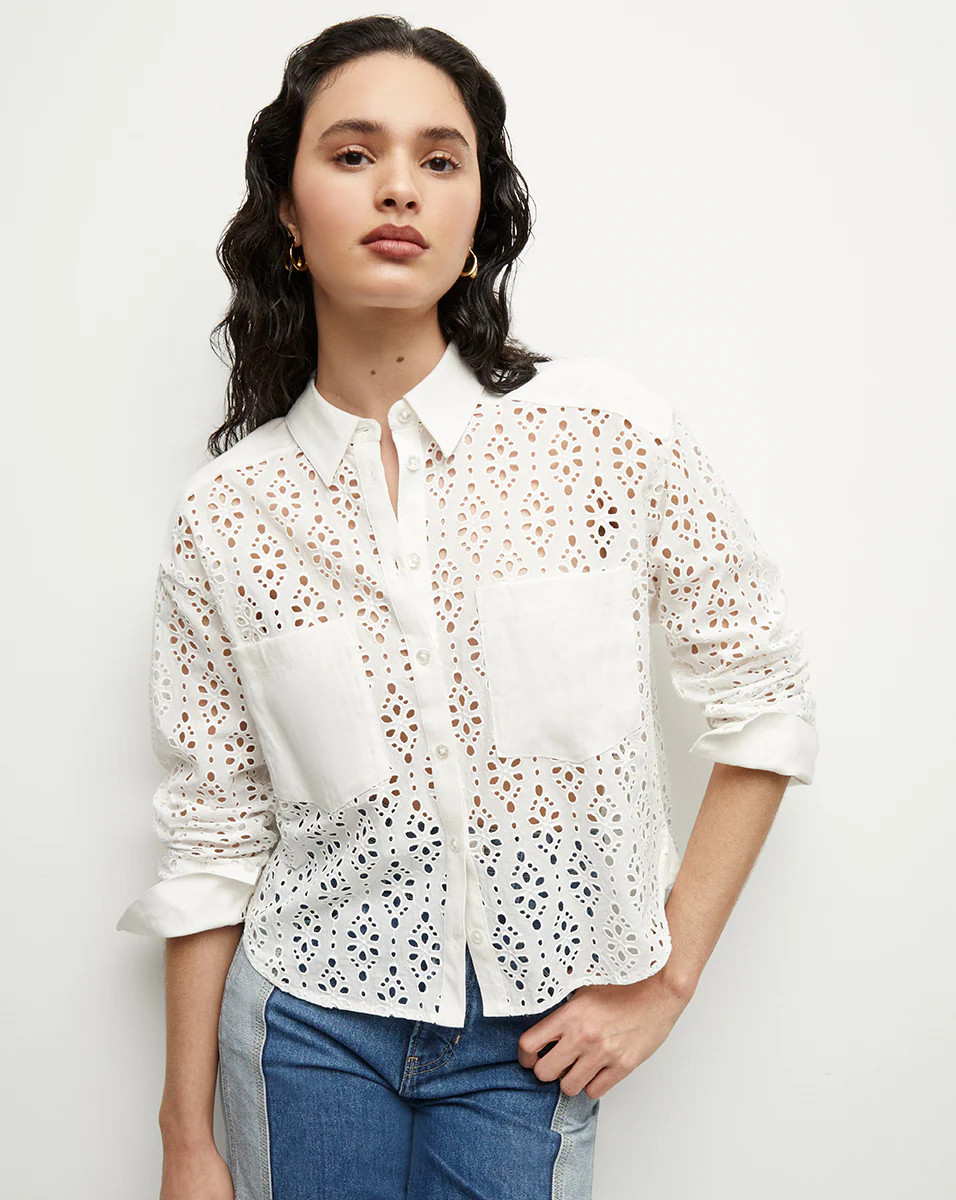 Aderes Cotton Eyelet Shirt | Veronica Beard