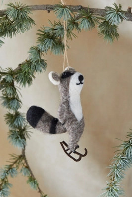 Felt Skating Raccoon Ornament | Anthropologie (US)