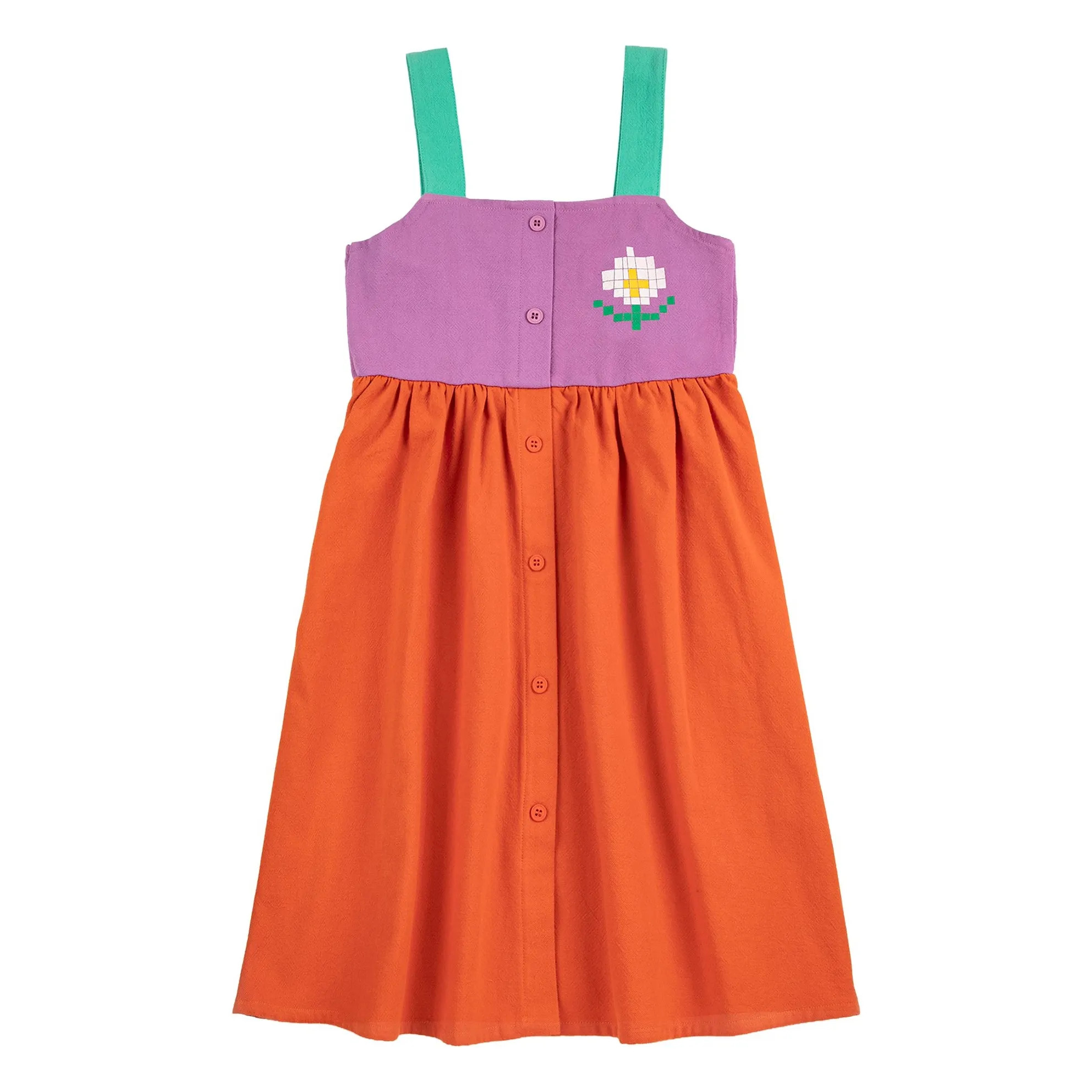 Colorblock organic cotton dress | Orange | Smallable