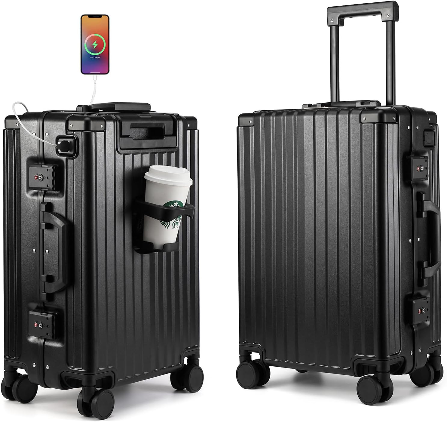 MYER Hard Case 24 Inch Checked Luggage with Spinner Wheels,Aluminum Luggage with 100% 3-Layer PC,... | Amazon (US)