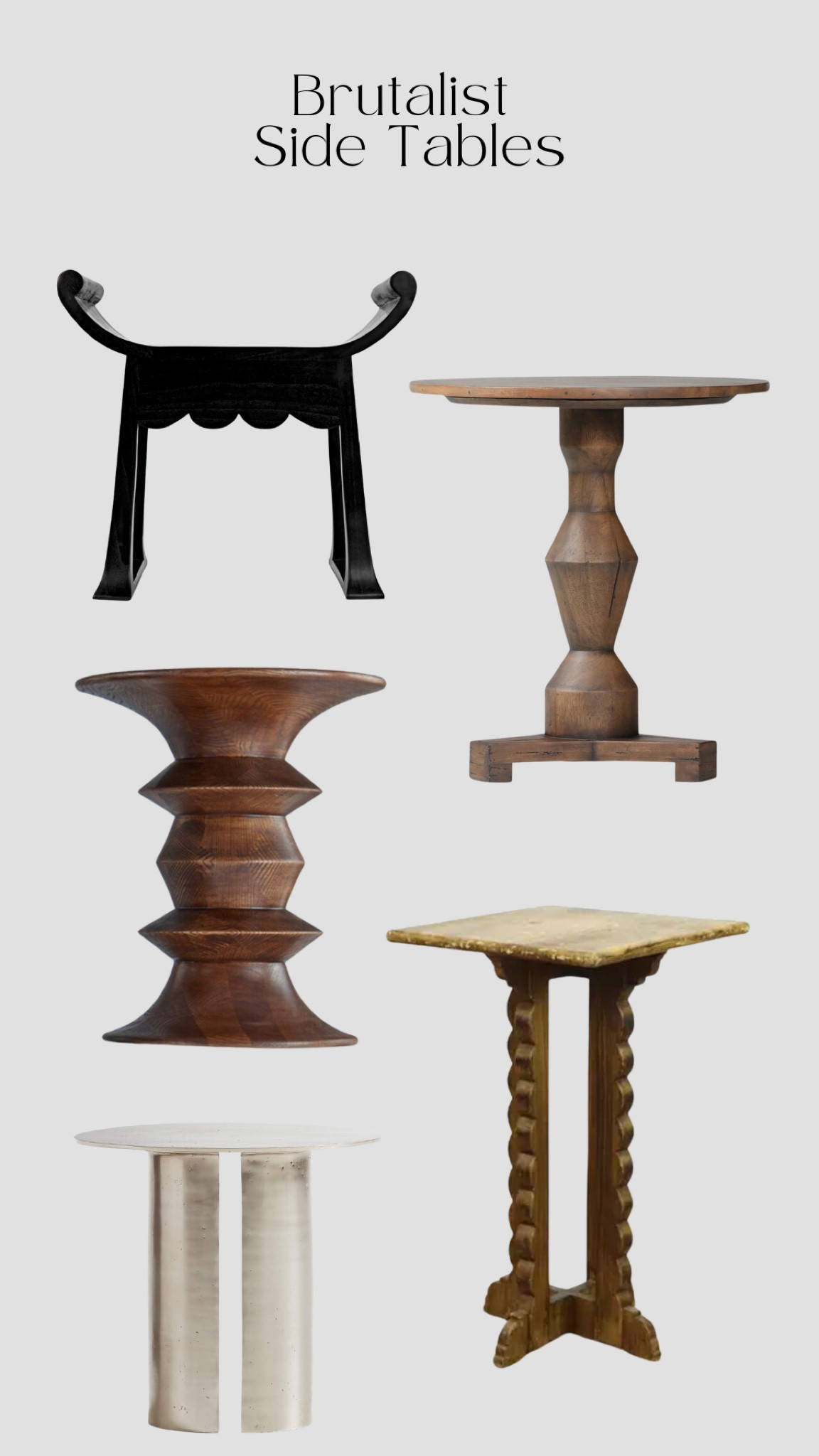 Brutalist Folk Modern Sculptural Side End Tables

Wood end table, metal end table, chrome end table, lulu and georgia, crate and barrel, vintage, etsy, mcgee and co

#LTKStyleTip #LTKHome