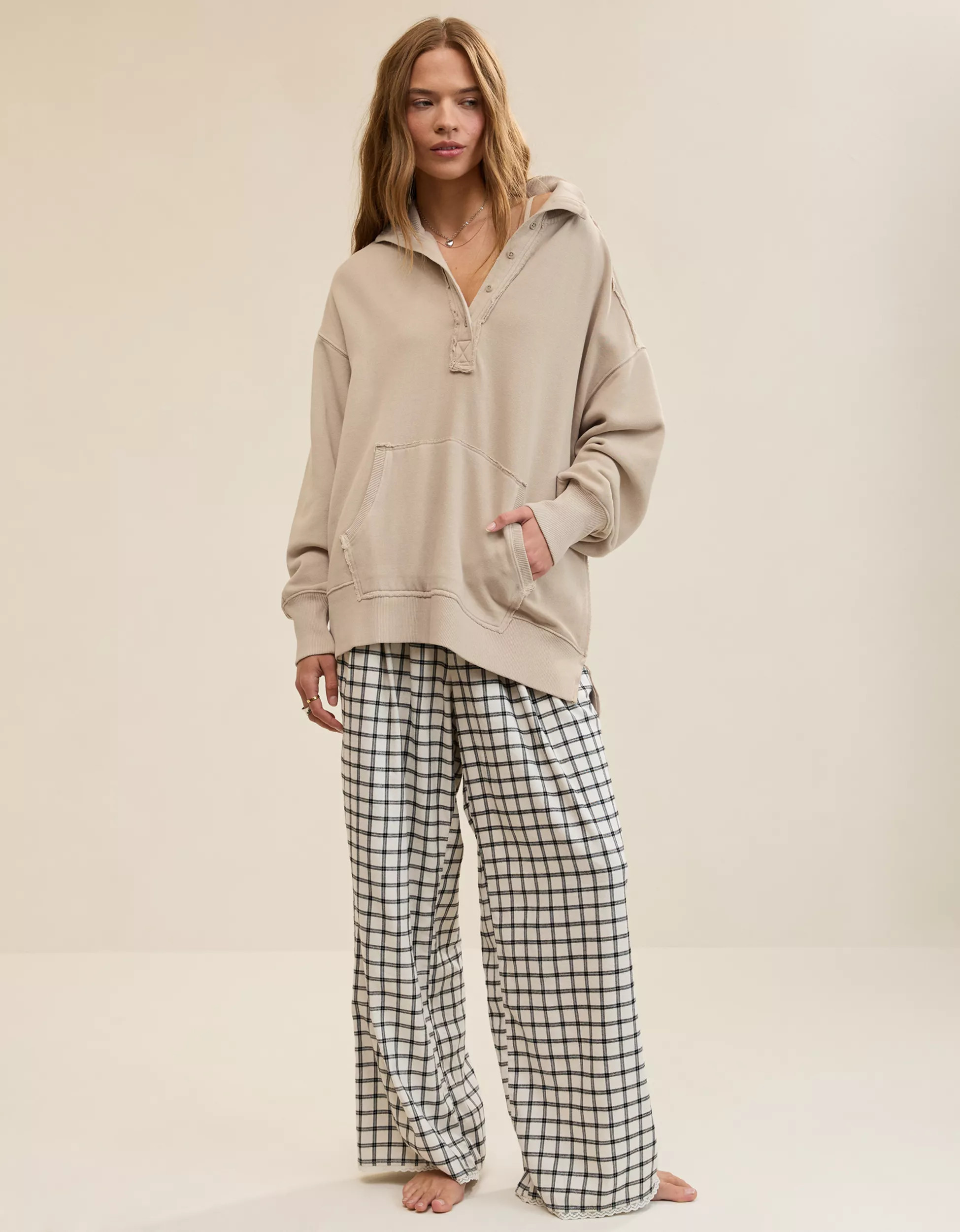 Aerie Vintage Popover Polo Sweatshirt | Aerie