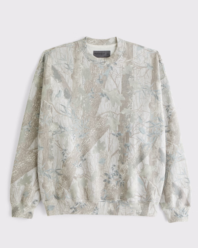 Abercrombie & Fitch Men's Essential Crew Sweatshirt in Light Taupe Camo - Size XXL TALL | Abercrombie & Fitch (US)