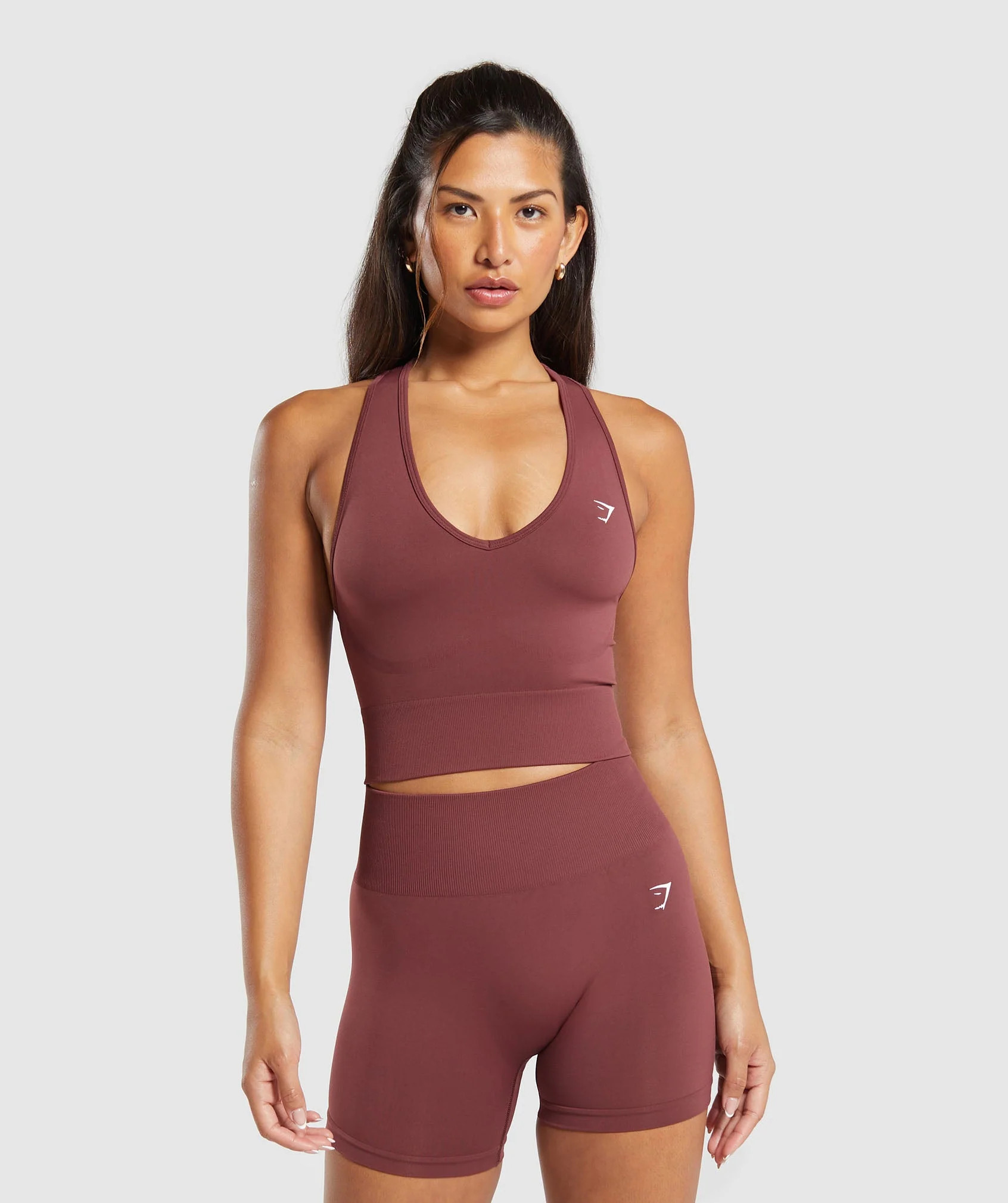 Gymshark Everyday Seamless Crop Tank - Burgundy Brown | Gymshark US