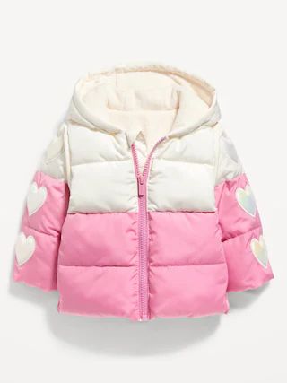 Unisex Water-Resistant Color-Block Heart Puffer Jacket for Baby | Old Navy (US)