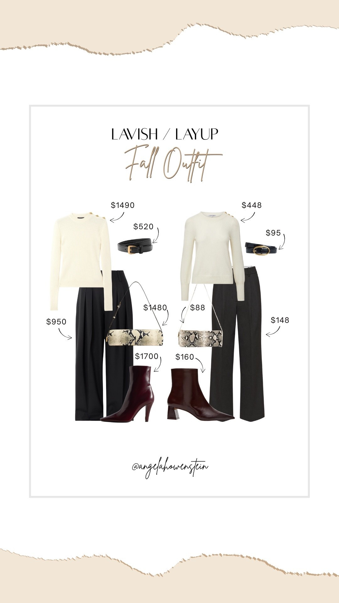 ✨ Lavish / Layup: Fall Outfit ✨

Neutral tones, timeless silhouettes, and just the right amount of polish. Whether you go for the luxe picks or the budget-friendly layups, this look proves that creamy knits + sharp trousers are a forever chic fall combo.

#falloutfit #lavishlayup #neutralstyle #chicoutfit #fallfashion #saveorsplurge



#LTKStyleTip #LTKWorkwear #LTKItBag