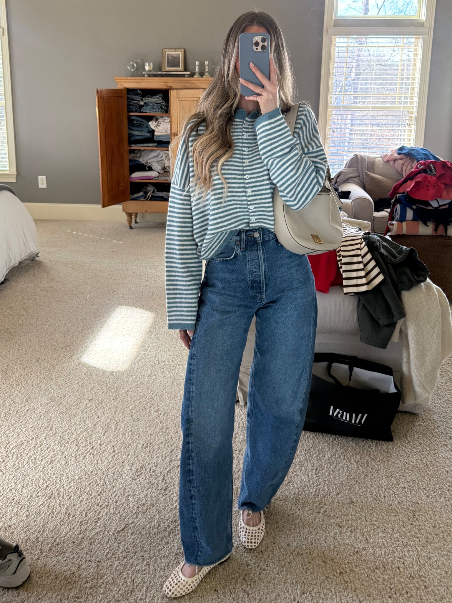 OOTD. Sweater. Denim. Stripes  

#LTKootd #LTKWorkwear #LTKSeasonal