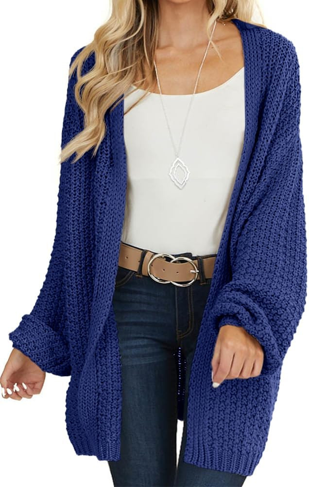 Maroway Womens Oversized Long Cardigan Open Front Knit Sweater | Amazon (US)