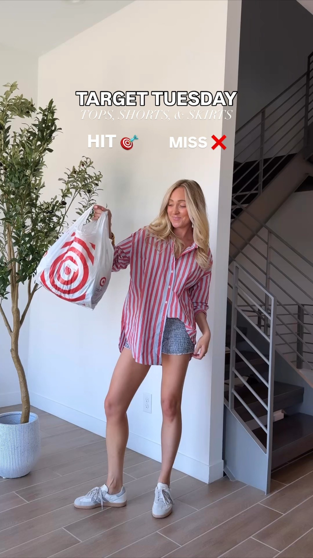 Target Tuesday try on!!! LOVE all my finds today!! Everything runs tts but I sized up in the striped shirt for a boxier fit! 