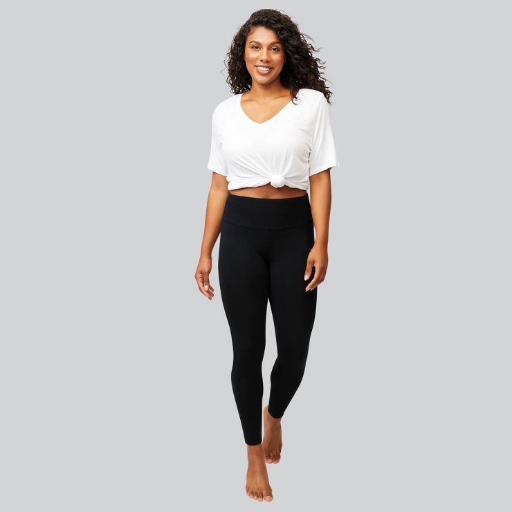 Hanes EcoSmart Women's High-Waist Cotton Blend Shaping Leggings - Black | Target