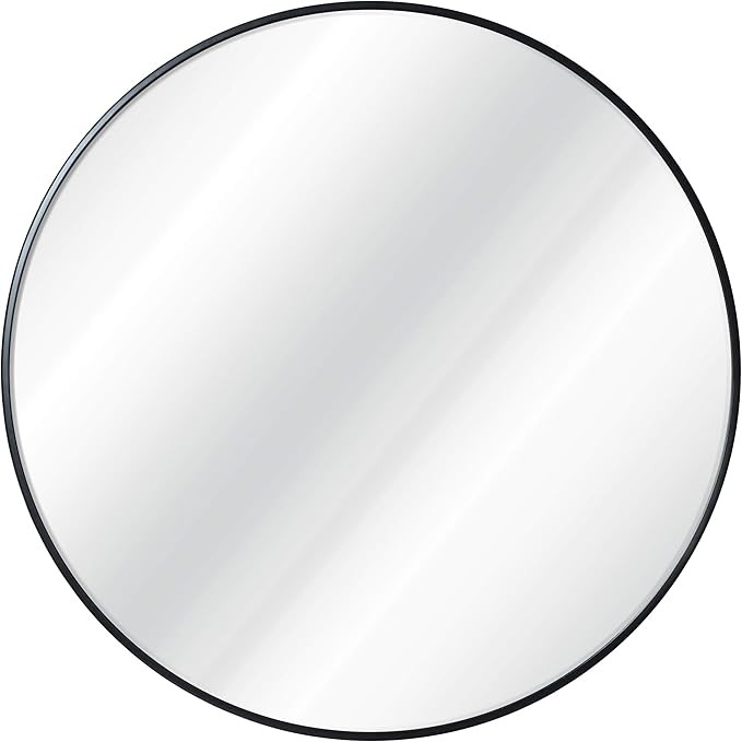 HBCY Creations Circle Wall Mirror 30 Inch Black Round Wall Mirror for Entryways, Washrooms, Livin... | Amazon (US)