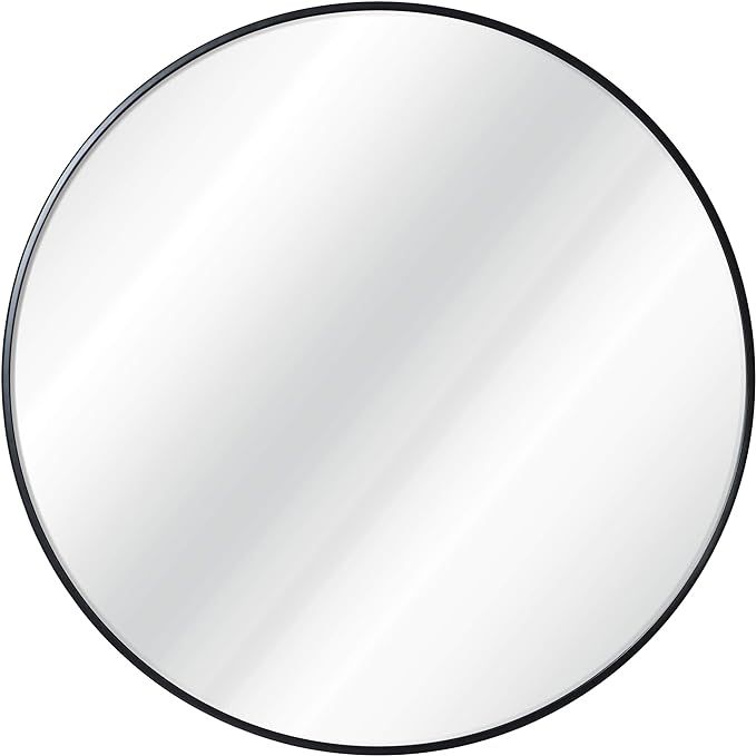 HBCY Creations Circle Wall Mirror 30 Inch Black Round Wall Mirror for Entryways, Washrooms, Livin... | Amazon (US)