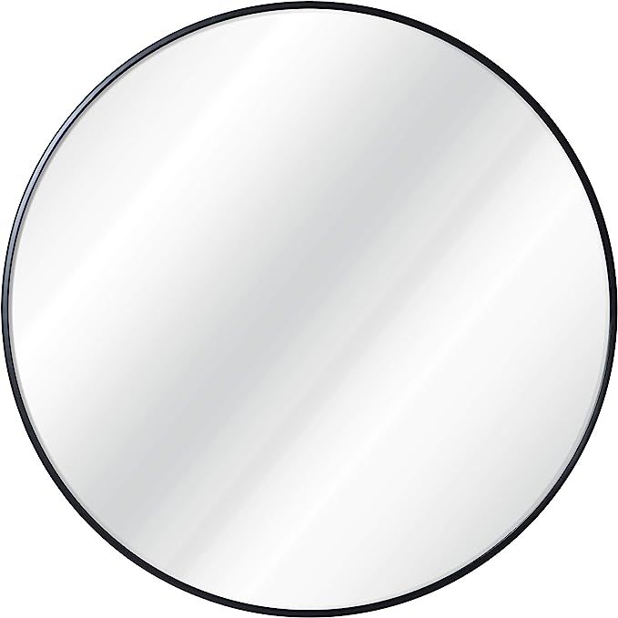 HBCY Creations Circle Wall Mirror 30 Inch Black Round Wall Mirror for Entryways, Washrooms, Livin... | Amazon (US)