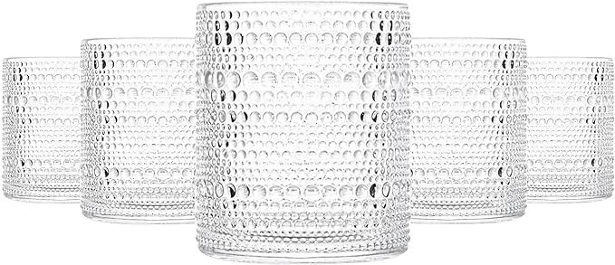 cosnou Glassware Set of 6, 14 OZ/420ml Hobnail Kitchen Glassware, Embossed Vintage Glass for Wate... | Amazon (US)