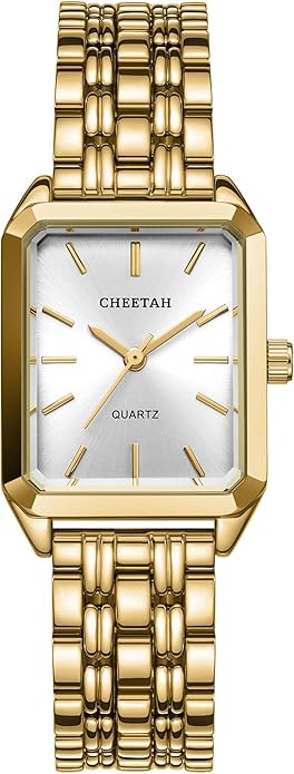 CHEETAH Women's Gold-Tone Dainty Watch, Retro Style Rectangular Case and Stainless Steel Band, Gi... | Amazon (US)