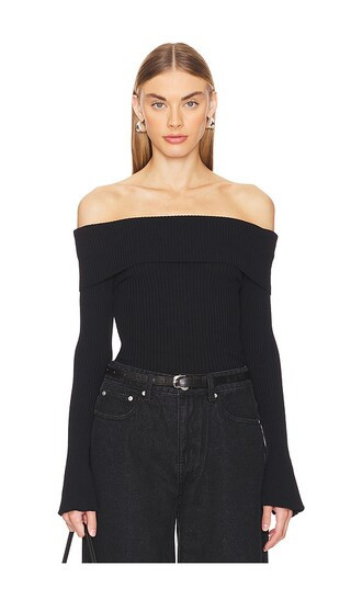 MORE TO COME Candace Off Shoulder Sweater in Black. - size S | Revolve Clothing (Global)