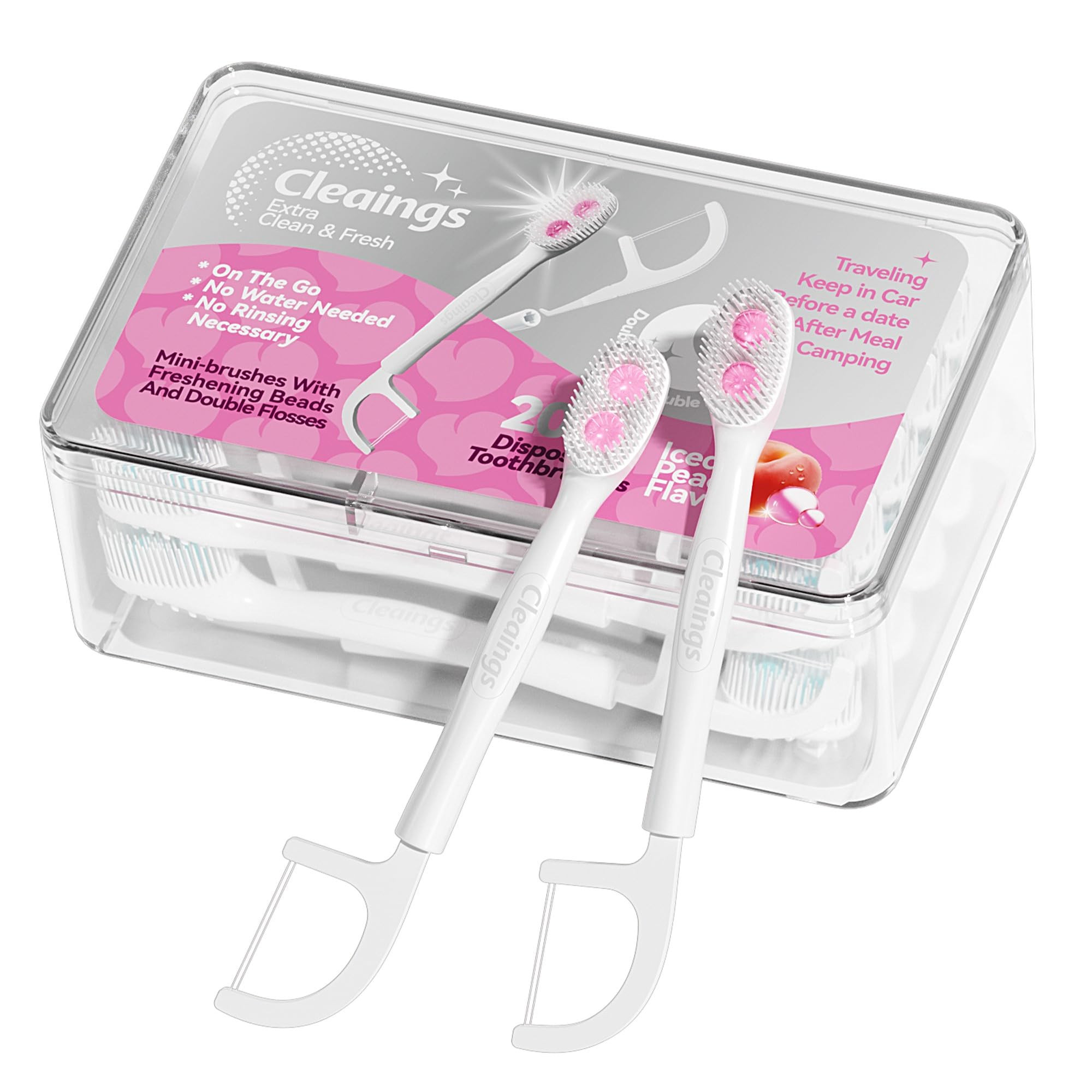 Disposable Toothbrushes with Double Cleaning Beads Toothpaste and Clean Floss Picks for Work or T... | Amazon (US)