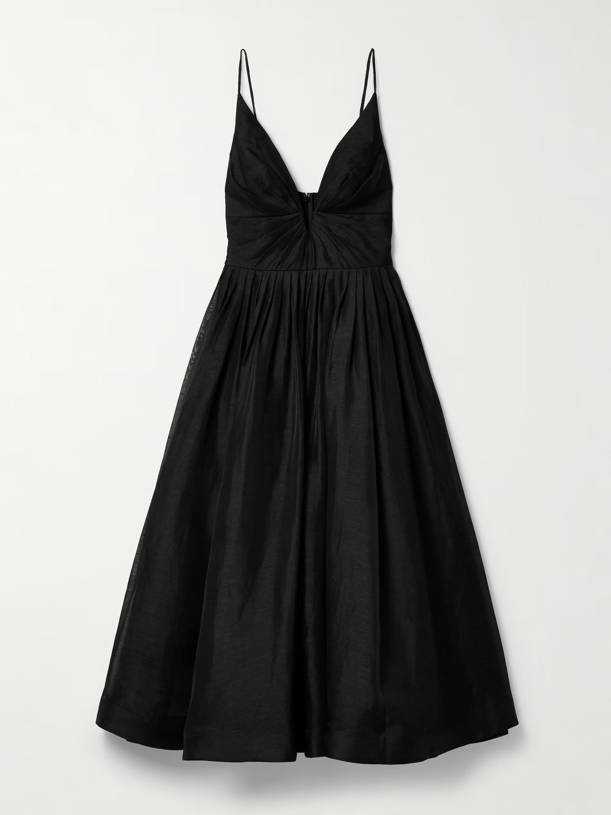 Illustration pleated linen and silk-blend midi dress | NET-A-PORTER APAC