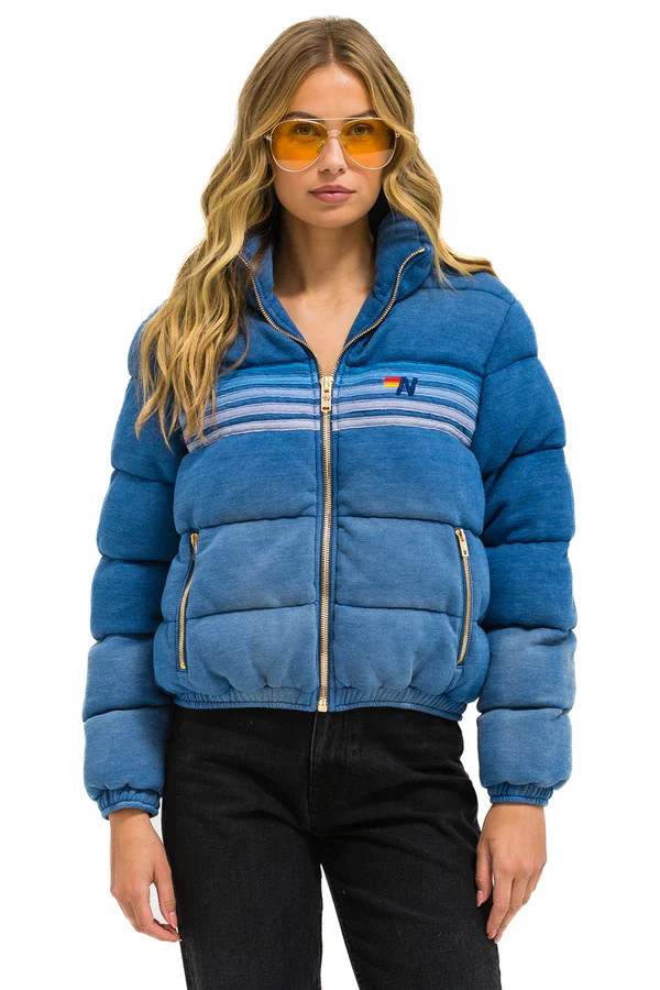 5 STRIPE FADED APRES JACKET - FADED WATER | Aviator Nation