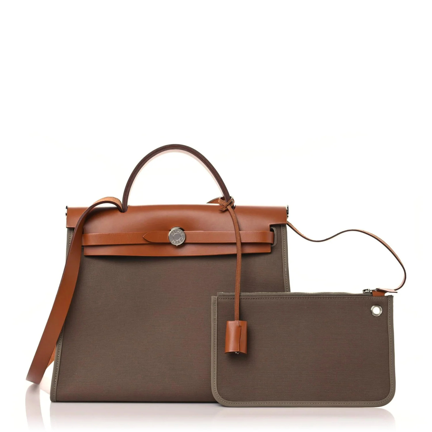 HERMES Vache Hunter Toile Herbag Zip 31 PM Etoupe Dune Fauve | FASHIONPHILE (US)