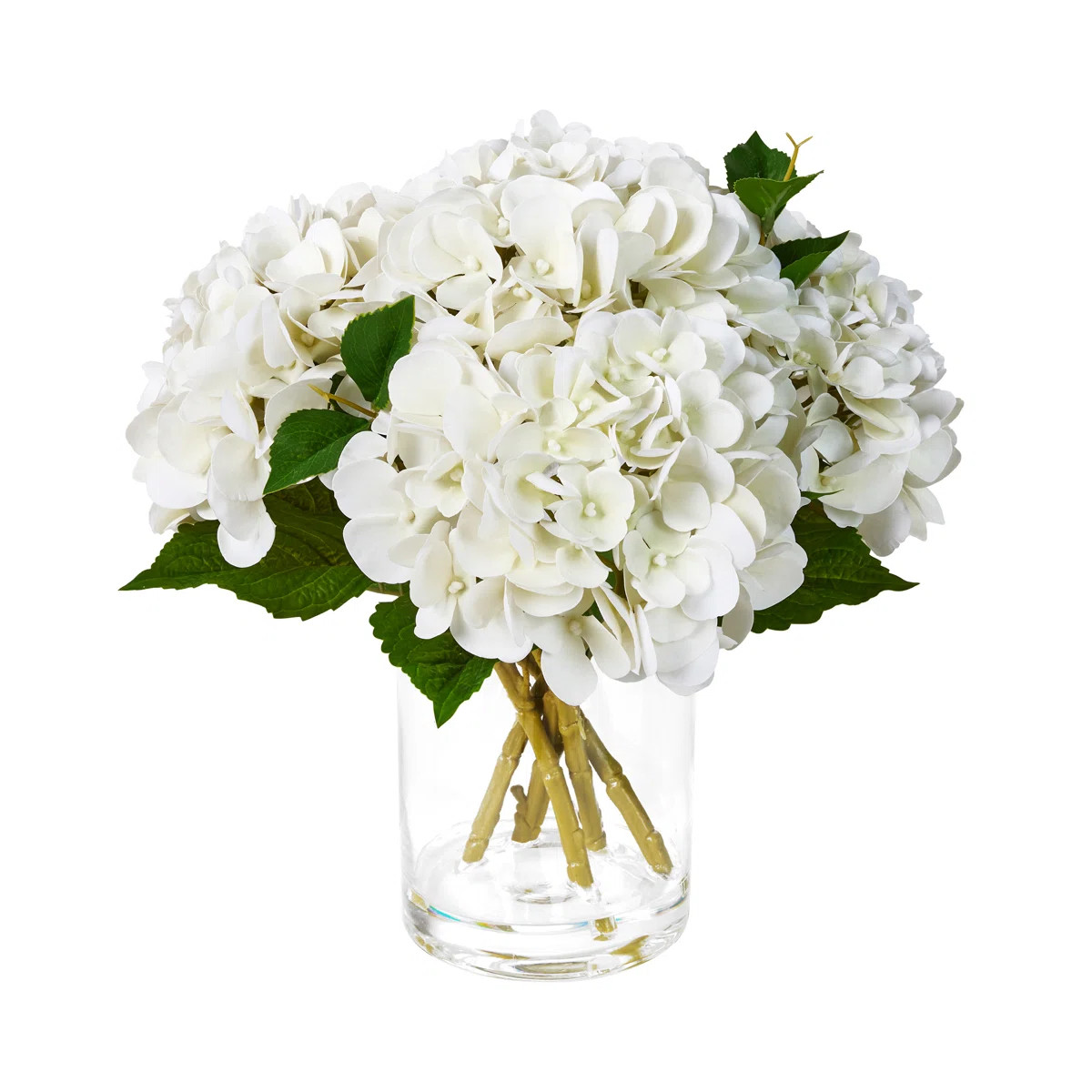Ashwell Artificial Hydrangea Floral Arrangement In Clear Glass Vase With Realistic Faux Water - H... | Wayfair North America