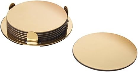 IKEA Glattis Coasters With Holder Brass Color 6 pack Size 3" 503.430.05 | Amazon (US)