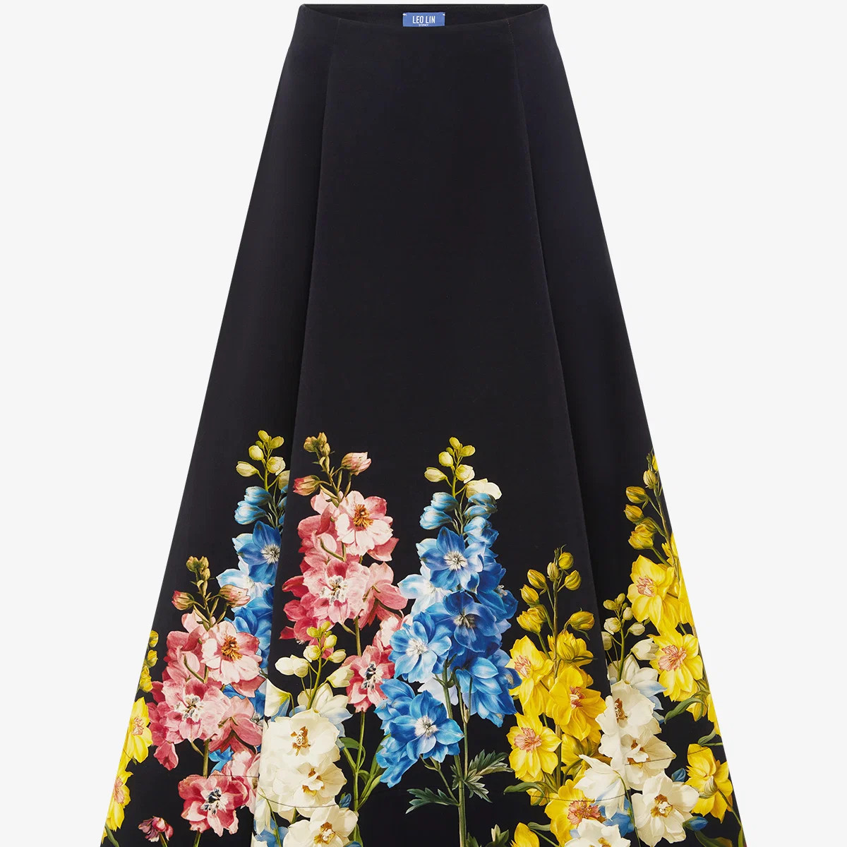 Elina Maxi Skirt - Snapdragon Print in Ebony | LEO LIN US