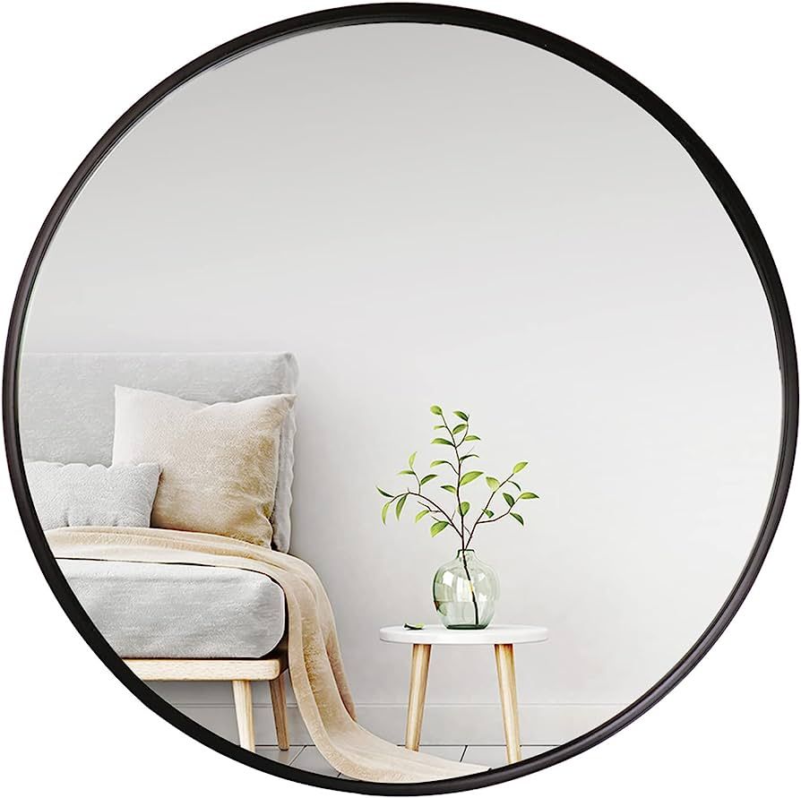 Mirrorize 34" Extra Large Metal Round Mirror for Living Room Wall Decor, Decorative Circle Mirror... | Amazon (US)