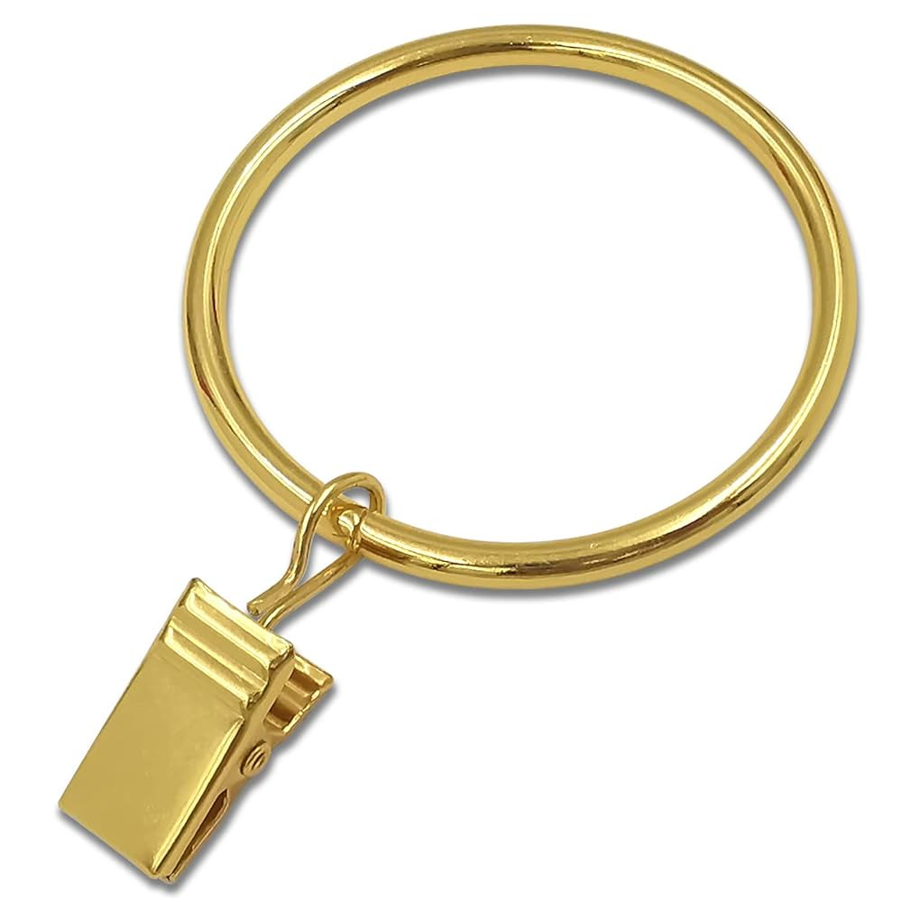 20 Pack Gold Curtain Rings with Clips, Curtain Hooks Hangers Clip Rings for Hanging Drapes Bows H... | Amazon (US)
