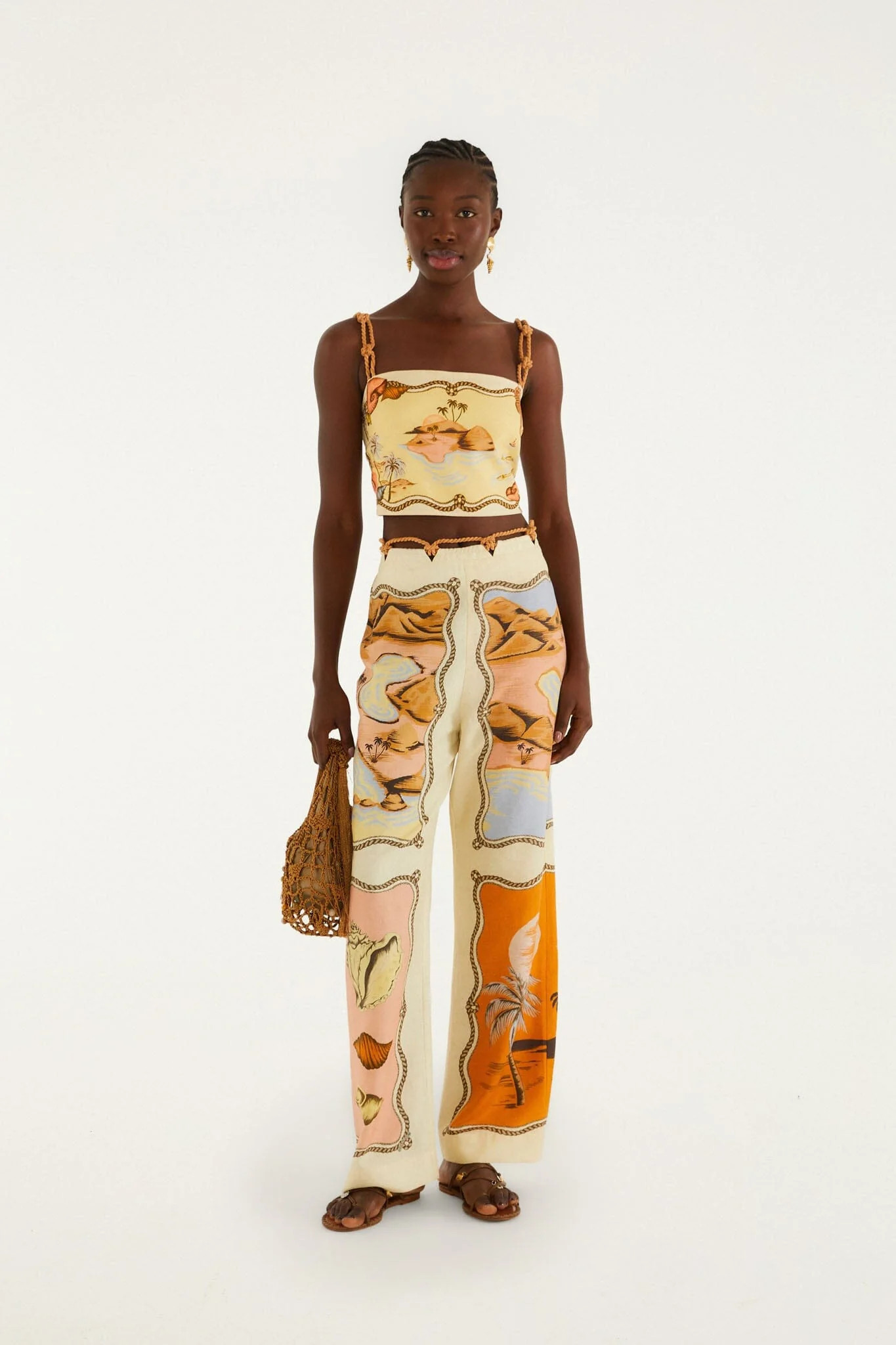 Multicolor Rio Souvenir Scarves Rope Detail Pants | FARM Rio | FarmRio (US)