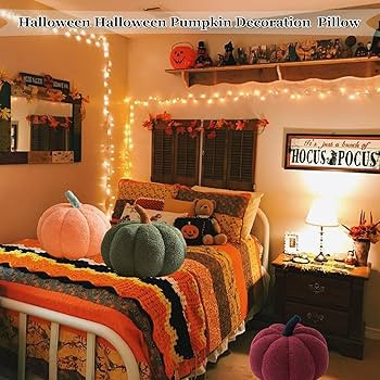 3D Pumpkin Throw Pillow Halloween Pumpkin Pillow Stuffed Pumpkin Fluffy Plush Brown Teddy Fleece ... | Amazon (US)
