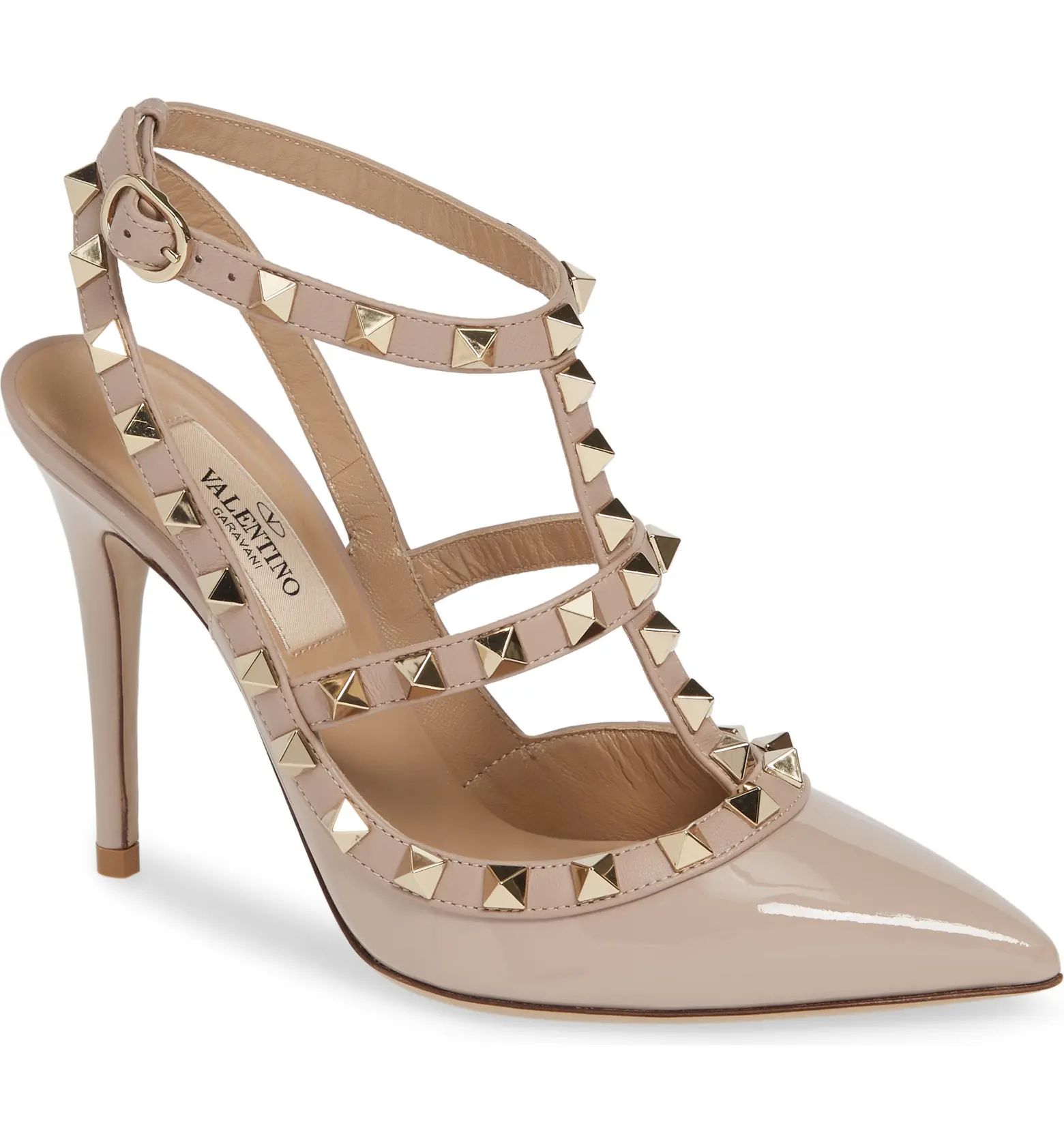 Rockstud Pointed Toe T-Strap Pump | Nordstrom