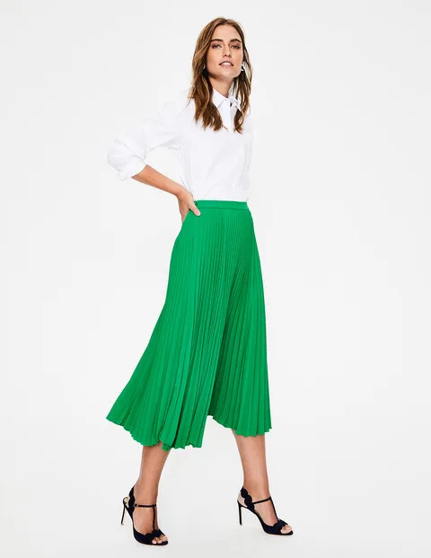 Kristen Pleated Skirt Highland Green Women Boden | Boden (US)